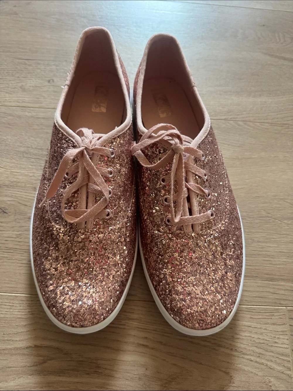 Keds Rose Gold Glitter Lace-Up Sneakers